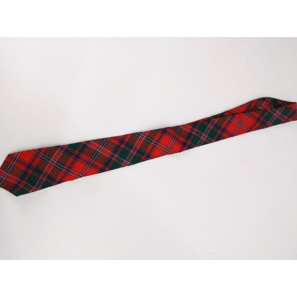 Vintage Scottish Red & Green Tartan Plaid Wool‎ Necktie 54" Scotland - Picture 2 of 4